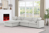 Comfy White Linen Textured Fabric Modular Sectional 187White-Sec4A Meridian Furniture