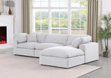 Comfy White Linen Textured Fabric Modular Sectional 187White-Sec4A Meridian Furniture