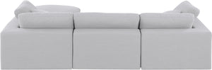 Comfy White Linen Textured Fabric Modular Sectional 187White-Sec4A Meridian Furniture