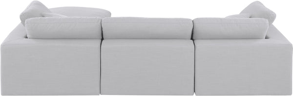 Comfy White Linen Textured Fabric Modular Sectional 187White-Sec4A Meridian Furniture
