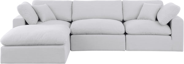 Comfy White Linen Textured Fabric Modular Sectional 187White-Sec4A Meridian Furniture