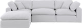 Comfy White Linen Textured Fabric Modular Sectional 187White-Sec4A Meridian Furniture