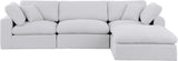 Comfy White Linen Textured Fabric Modular Sectional 187White-Sec4A Meridian Furniture