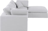 Comfy White Linen Textured Fabric Modular Sectional 187White-Sec4A Meridian Furniture