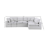 Comfy White Linen Textured Fabric Modular Sectional 187White-Sec4B Meridian Furniture