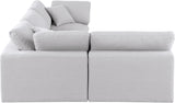 Comfy White Linen Textured Fabric Modular Sectional 187White-Sec4B Meridian Furniture