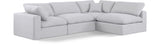 Comfy White Linen Textured Fabric Modular Sectional 187White-Sec4B Meridian Furniture