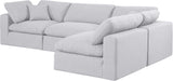 Comfy White Linen Textured Fabric Modular Sectional 187White-Sec4B Meridian Furniture