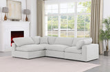 Comfy White Linen Textured Fabric Modular Sectional 187White-Sec4B Meridian Furniture