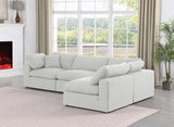 Comfy White Linen Textured Fabric Modular Sectional 187White-Sec4B Meridian Furniture