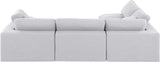 Comfy White Linen Textured Fabric Modular Sectional 187White-Sec4B Meridian Furniture