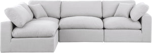 Comfy White Linen Textured Fabric Modular Sectional 187White-Sec4B Meridian Furniture