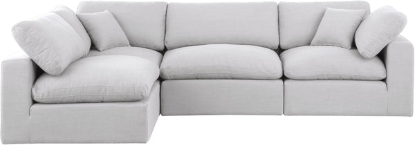Comfy White Linen Textured Fabric Modular Sectional 187White-Sec4B Meridian Furniture