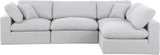 Comfy White Linen Textured Fabric Modular Sectional 187White-Sec4B Meridian Furniture