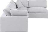 Comfy White Linen Textured Fabric Modular Sectional 187White-Sec4B Meridian Furniture