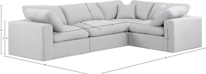 Comfy White Linen Textured Fabric Modular Sectional 187White-Sec4C Meridian Furniture