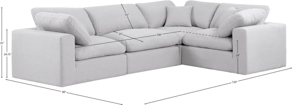 Comfy White Linen Textured Fabric Modular Sectional 187White-Sec4C Meridian Furniture