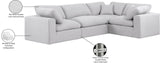 Comfy White Linen Textured Fabric Modular Sectional 187White-Sec4C Meridian Furniture