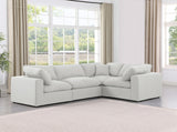 Comfy White Linen Textured Fabric Modular Sectional 187White-Sec4C Meridian Furniture