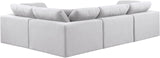 Comfy White Linen Textured Fabric Modular Sectional 187White-Sec4C Meridian Furniture