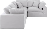 Comfy White Linen Textured Fabric Modular Sectional 187White-Sec4C Meridian Furniture