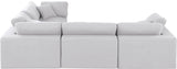 Comfy White Linen Textured Fabric Modular Sectional 187White-Sec4C Meridian Furniture