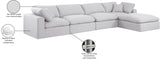 Comfy White Linen Textured Fabric Modular Sectional 187White-Sec5A Meridian Furniture