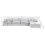 Comfy White Linen Textured Fabric Modular Sectional 187White-Sec5A Meridian Furniture