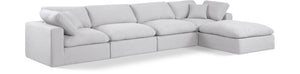 Comfy White Linen Textured Fabric Modular Sectional 187White-Sec5A Meridian Furniture