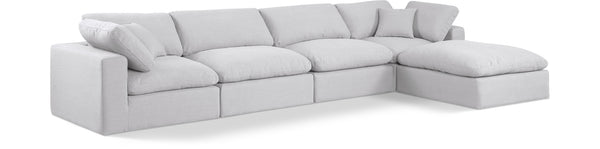 Comfy White Linen Textured Fabric Modular Sectional 187White-Sec5A Meridian Furniture