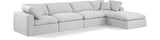 Comfy White Linen Textured Fabric Modular Sectional 187White-Sec5A Meridian Furniture