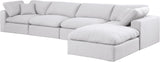 Comfy White Linen Textured Fabric Modular Sectional 187White-Sec5A Meridian Furniture