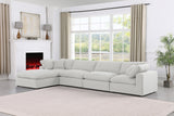 Comfy White Linen Textured Fabric Modular Sectional 187White-Sec5A Meridian Furniture