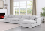 Comfy White Linen Textured Fabric Modular Sectional 187White-Sec5A Meridian Furniture