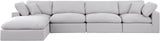 Comfy White Linen Textured Fabric Modular Sectional 187White-Sec5A Meridian Furniture