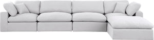 Comfy White Linen Textured Fabric Modular Sectional 187White-Sec5A Meridian Furniture