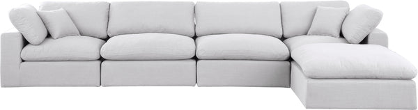 Comfy White Linen Textured Fabric Modular Sectional 187White-Sec5A Meridian Furniture