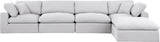 Comfy White Linen Textured Fabric Modular Sectional 187White-Sec5A Meridian Furniture