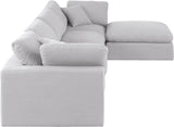 Comfy White Linen Textured Fabric Modular Sectional 187White-Sec5A Meridian Furniture