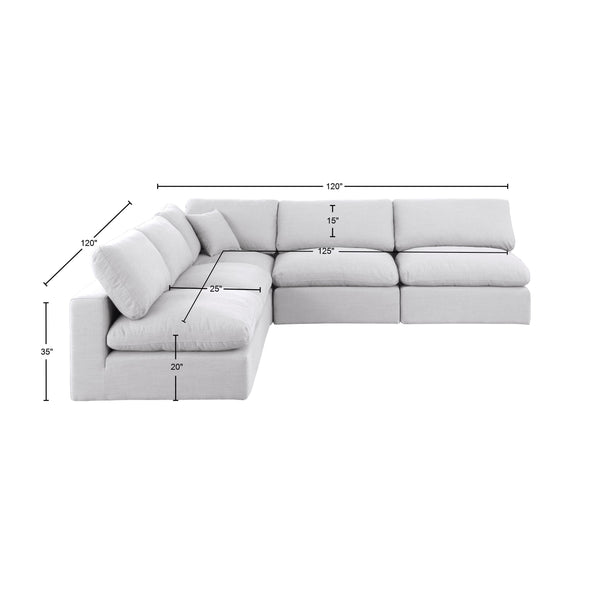 Comfy White Linen Textured Fabric Modular Sectional 187White-Sec5B Meridian Furniture