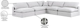 Comfy White Linen Textured Fabric Modular Sectional 187White-Sec5B Meridian Furniture