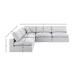 Comfy White Linen Textured Fabric Modular Sectional 187White-Sec5B Meridian Furniture