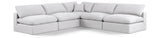 Comfy White Linen Textured Fabric Modular Sectional 187White-Sec5B Meridian Furniture