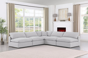 Comfy White Linen Textured Fabric Modular Sectional 187White-Sec5B Meridian Furniture
