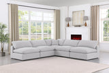 Comfy White Linen Textured Fabric Modular Sectional 187White-Sec5B Meridian Furniture