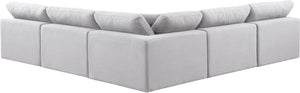 Comfy White Linen Textured Fabric Modular Sectional 187White-Sec5B Meridian Furniture