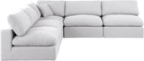 Comfy White Linen Textured Fabric Modular Sectional 187White-Sec5B Meridian Furniture