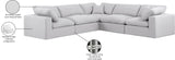 Comfy White Linen Textured Fabric Modular Sectional 187White-Sec5C Meridian Furniture