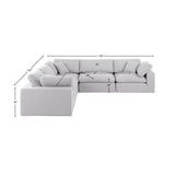 Comfy White Linen Textured Fabric Modular Sectional 187White-Sec5C Meridian Furniture