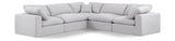 Comfy White Linen Textured Fabric Modular Sectional 187White-Sec5C Meridian Furniture